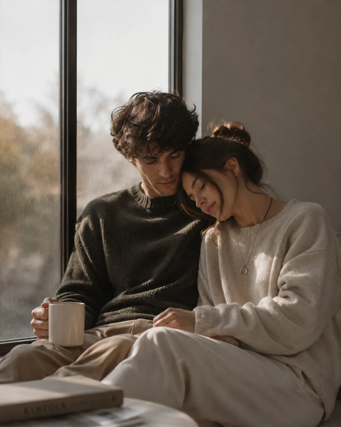 Couple sitting together by a window — aesthetic couple picture idea