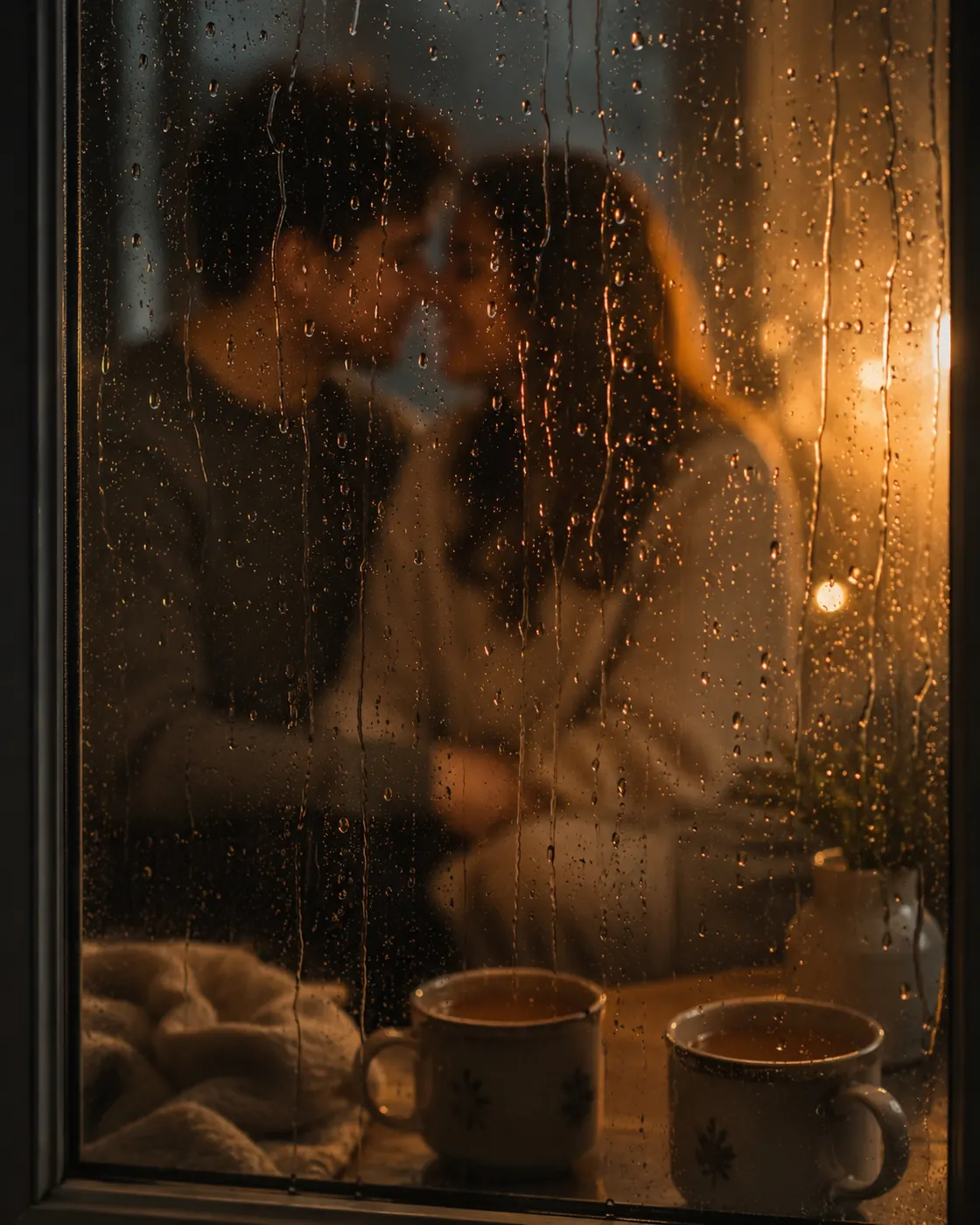 Cozy rainy-day picture — aesthetic couple picture idea