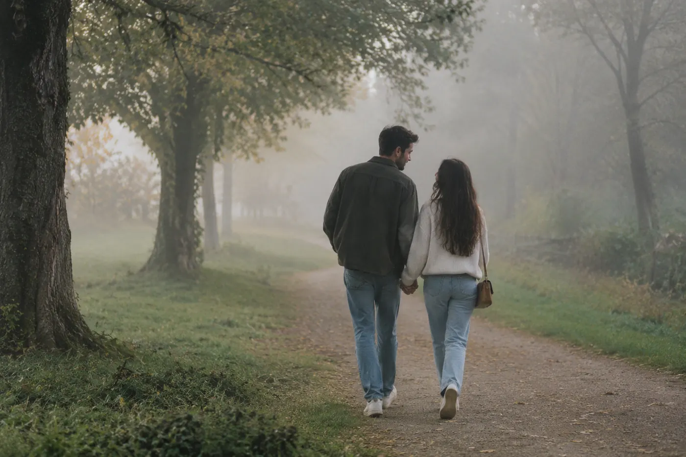 Quiet nature aesthetic — soft couple moment outdoors