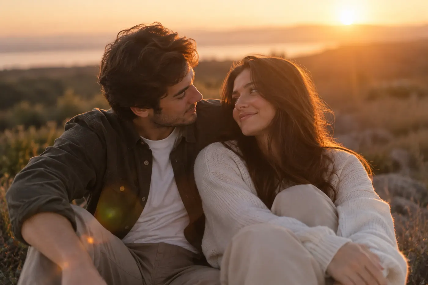 Golden hour aesthetic — soft couple photo idea