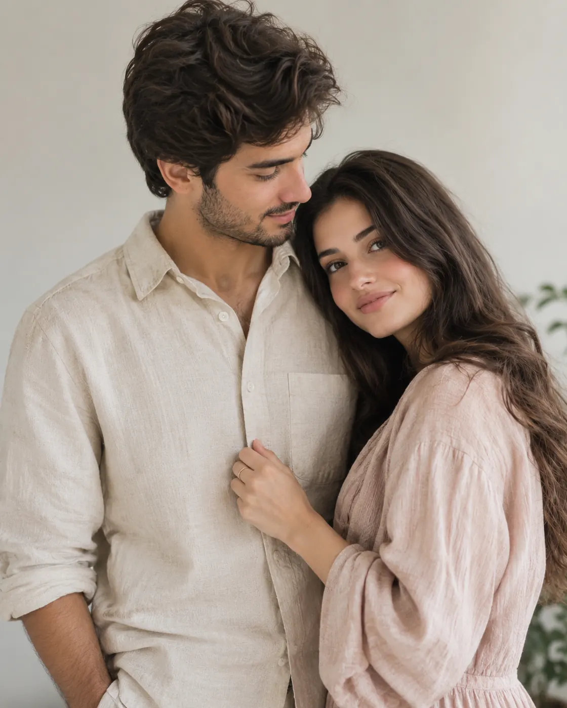 Pastel and neutral palette — soft couple aesthetic